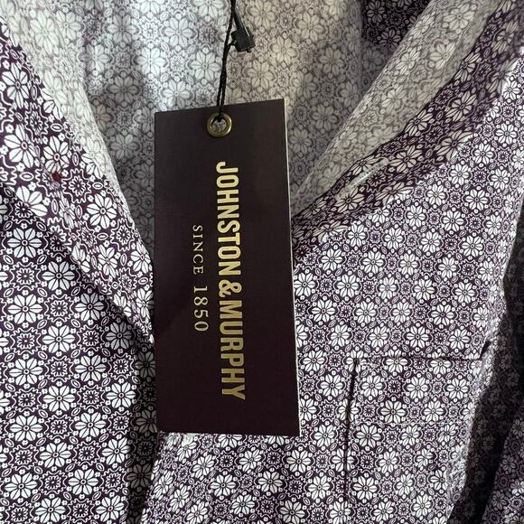 Johnston & Murphy Shirt Mens XXL Button Up Geometric Floral Cotton Long Sleeve - Picture 11 of 13
